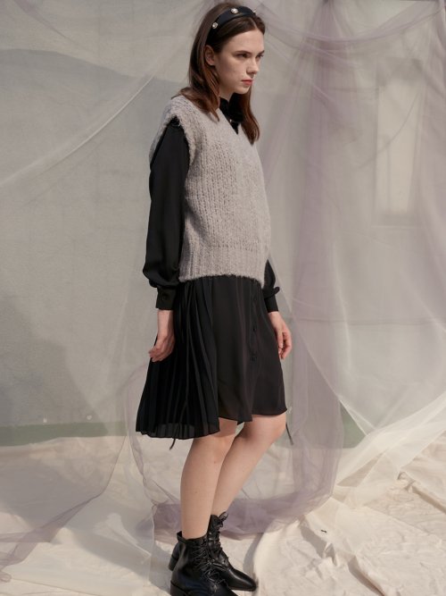Candy V-neck Wool Knit Vest_Sky_Gray