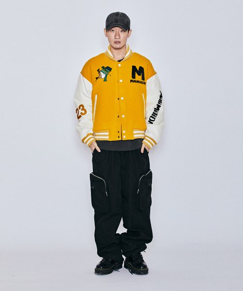 MUDSTONE WOOL VIRSITY JACKET J06-YELLOW