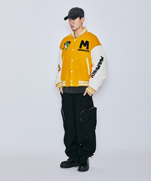 MUDSTONE WOOL VIRSITY JACKET J06-YELLOW