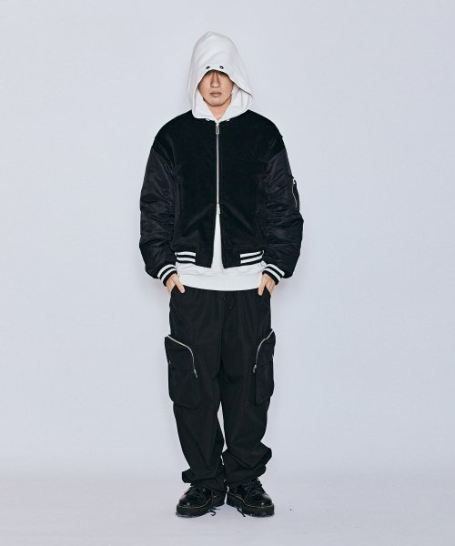 MUDSTONE VELVET MA-1 JACKET J08- BLACK