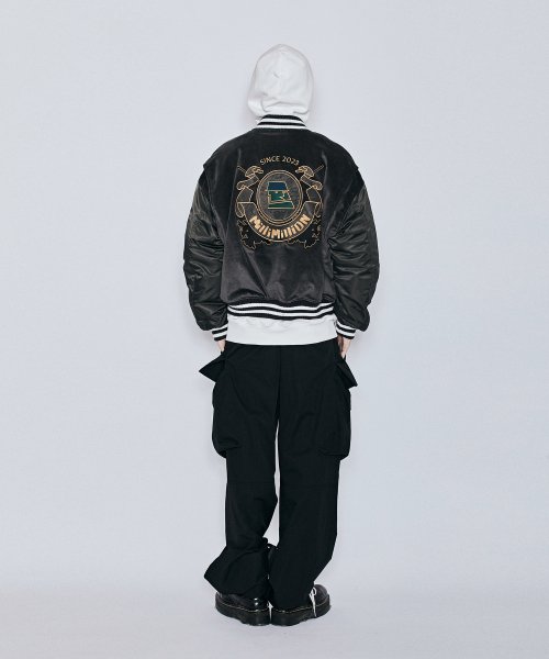 MUDSTONE VELVET MA-1 JACKET J08- DARK GREY