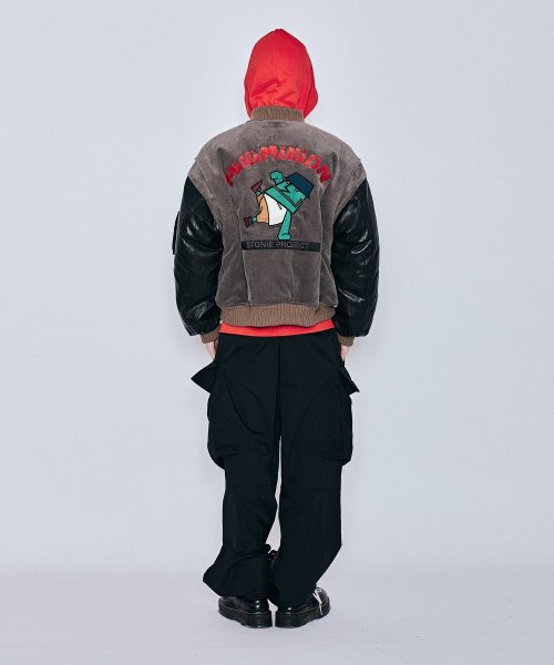 MUDSTONE CORDUROY MA-1 JACKET J07- GREY