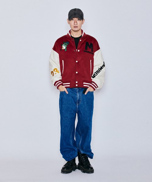 MUDSTONE WOOL VIRSITY JACKET J06-RED
