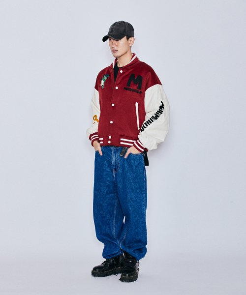 MUDSTONE WOOL VIRSITY JACKET J06-RED