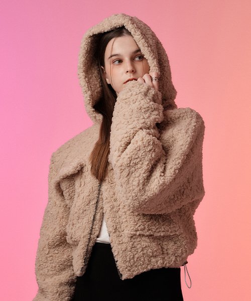 Худи на молнии Maxi Teddy Bear Cargo [Beige] Vegan Fur