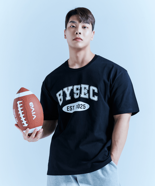 MUSINSA  BYSEC Cotton signature logo semi-overfit t-shirt