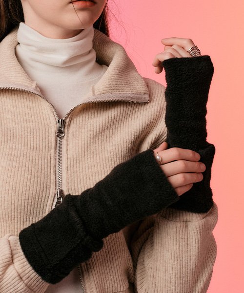 MUSINSA | KOLEAT [Fur ver.] Fleece knit hand warmer (BLACK) Fall