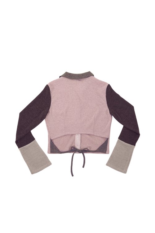 MULTICOLOR KNIT SHIRT # PINK BROWM