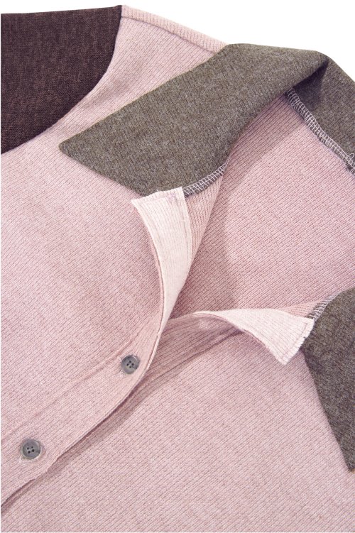 MULTICOLOR KNIT SHIRT # PINK BROWM
