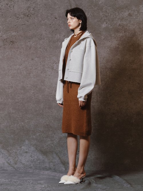 HOODIE CROP JACKET - OATMEAL