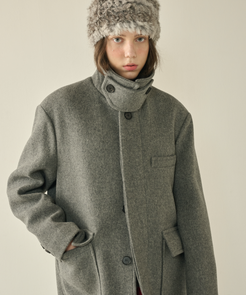 Женское оверсайз пальто мак с карманами Felt Grey
