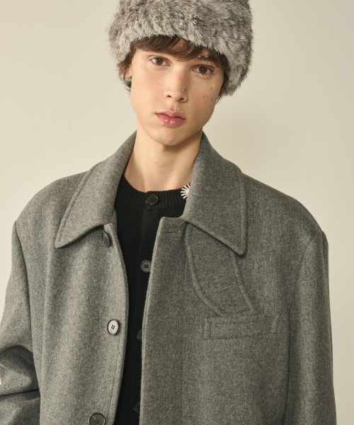Пальто макинтош из шерстяного фетра_Mid Grey