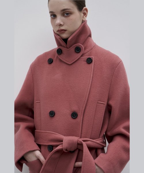 Пальто из мериносовой шерсти Love Elizabeth 23FW Collar 2 Pink