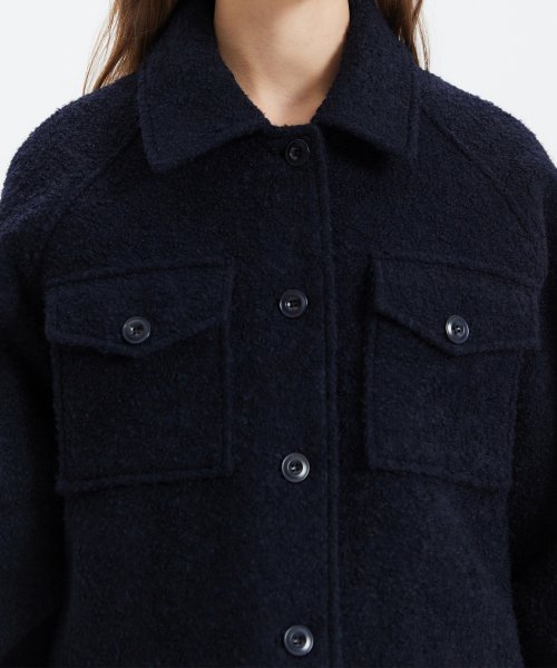 BOUCLE WOOL SHORT JACKET_NAVY
