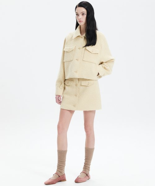 BOUCLE WOOL SHORT JACKET_YELLOW