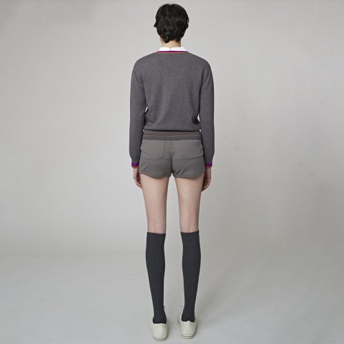 Трикотажный V-образный топ AW32KP01 Color Line_Melange Gray