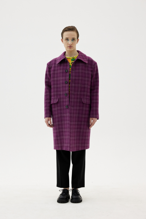 Collar Neck Boxy Wool Coat