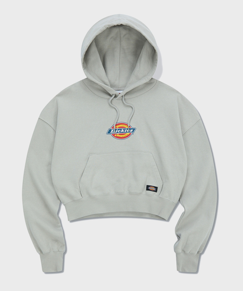 Укороченное худи с культовым лого Light Gray