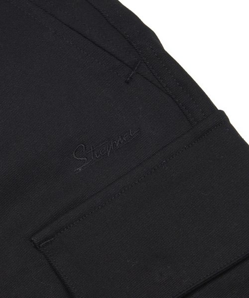 10s TWILL COTTON WIDE PARACHUTE PANTS BLACK