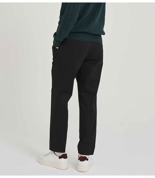 Брюки чинос с защипами Tapered Fit (BLACK)
