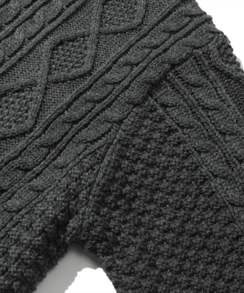 Washable Aran Cable Hooded Zip-Up Knit (CHARCOAL) thumbnail 8