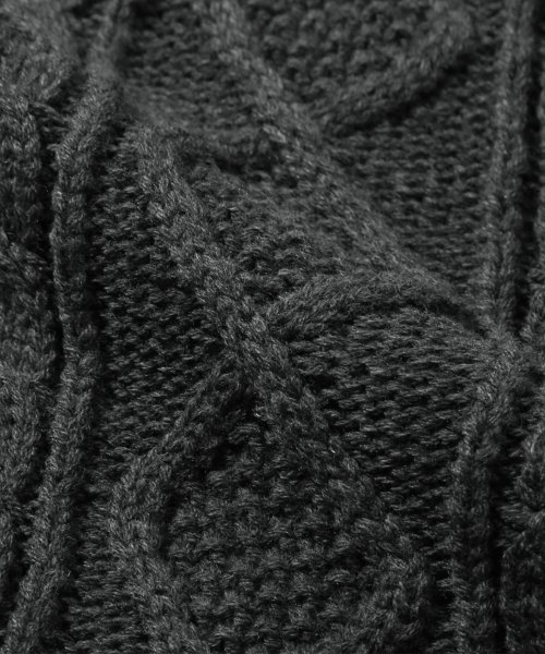 Washable Aran Cable Hooded Zip-Up Knit (CHARCOAL) thumbnail 10