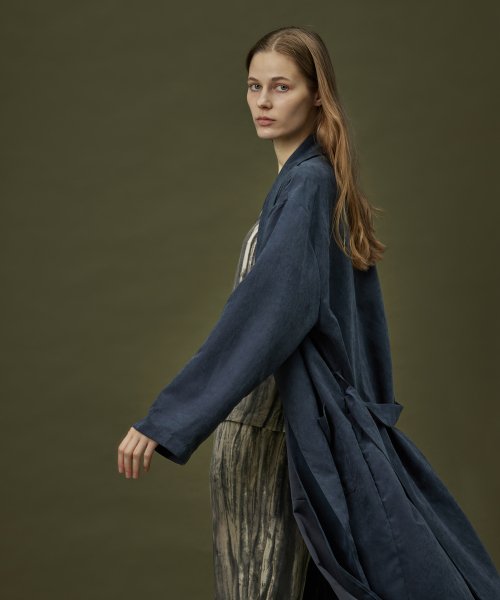 CLASSIC SUEDE LONG ROBE_navy (women)