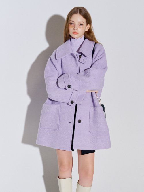 Полупальто букле в елочку из шерсти Lavender