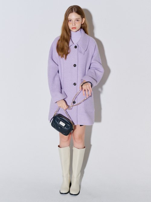 Полупальто букле в елочку из шерсти Lavender