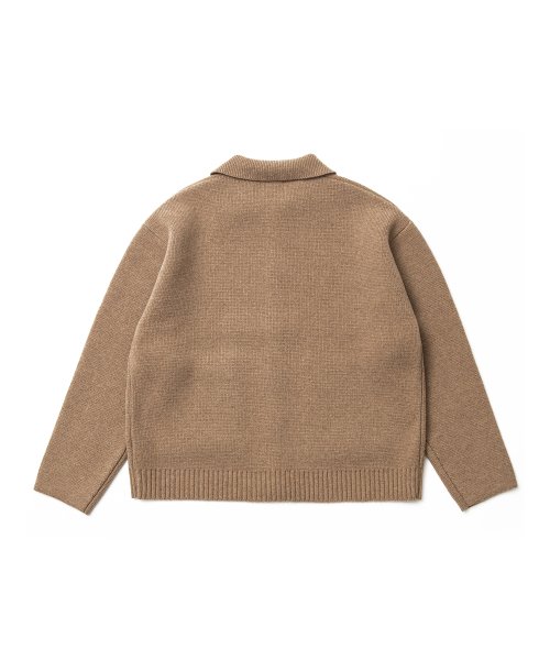 Плотный шерстяной кардиган с воротником (Beige)