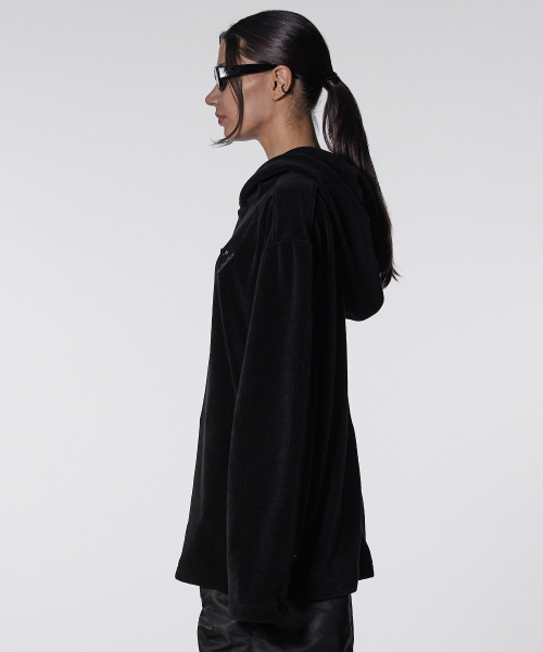 Velour Side Zipper Hoodie