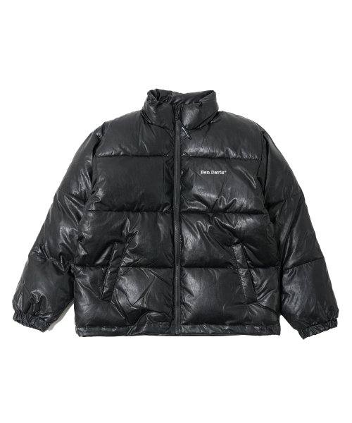 WHITE LABEL FAUX LEATHER PUFFER JACKET LIGHT GRAY