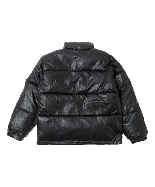 WHITE LABEL FAUX LEATHER PUFFER JACKET LIGHT GRAY