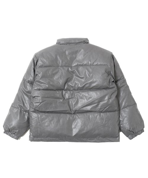 WHITE LABEL FAUX LEATHER PUFFER JACKET LIGHT GRAY