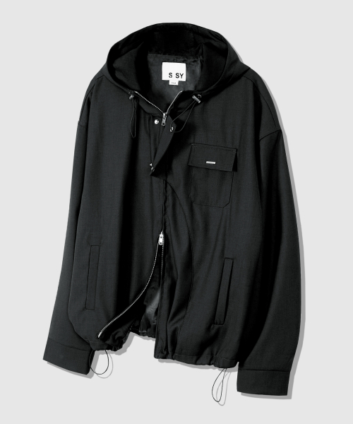 FRONT ARCH COVER HOODIE BLOUSON BLACK
