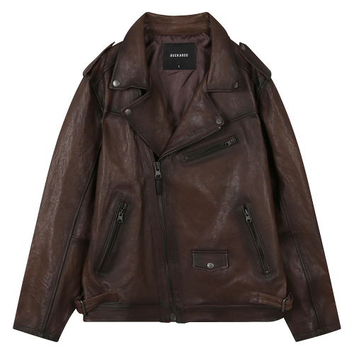 Мужская кожаная косуха из овчины Dark Brown