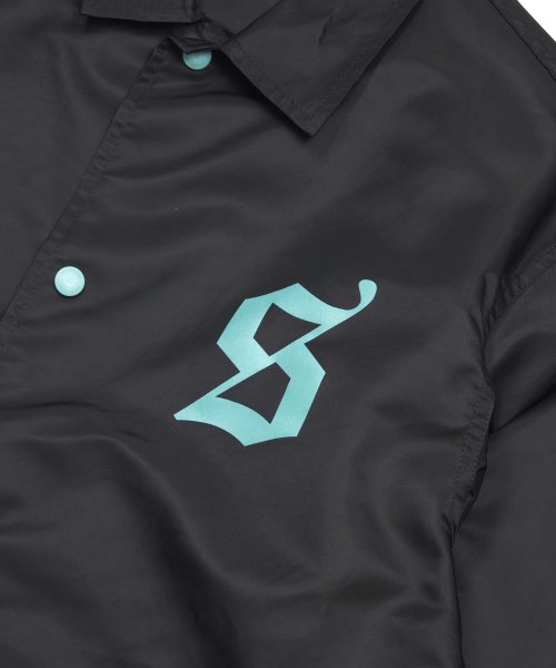 OLD LETTER OVERSIZED COACH JACKET BLACK