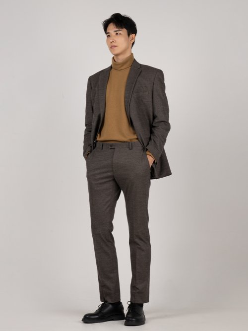 Брюки слаксы с мягким поясом (большие размеры) Brown