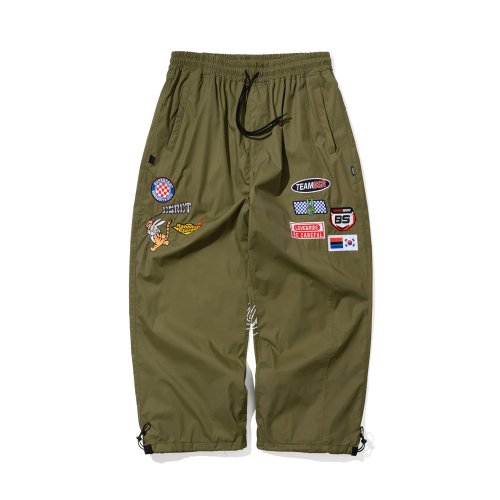 MUSINSA | BSRABBIT Racing Patch Super Wide Pants Khaki