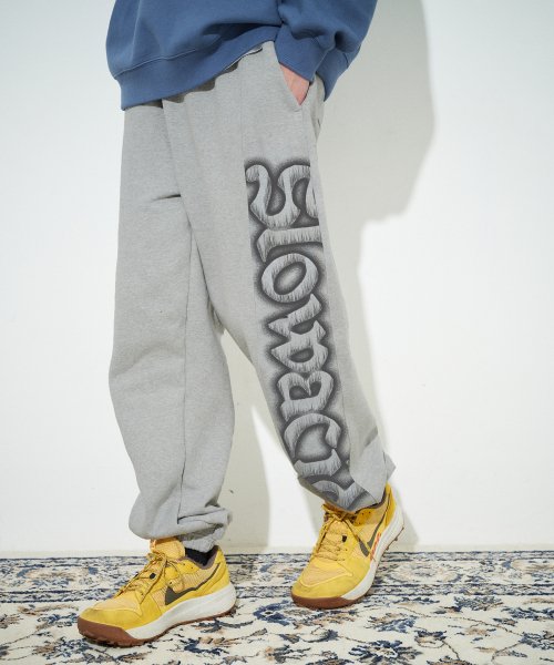MUSINSA | SLOWACID big [melange gray] logo Side jogger sweatpants