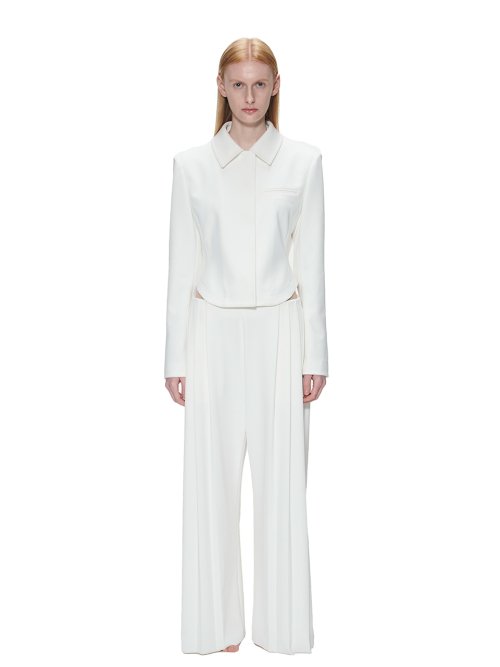HIDDEN BUTTON SHIRTS JACKET - WHITE