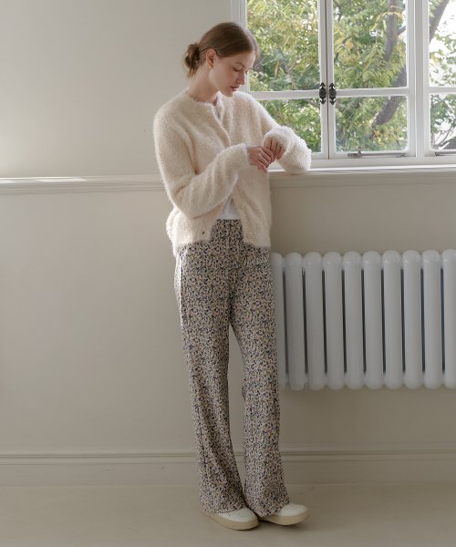 FLOWER VELVET PANTS_IVORY