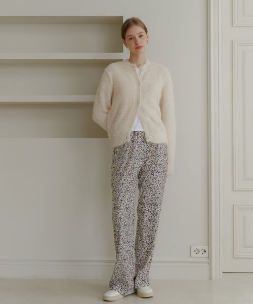FLOWER VELVET PANTS_IVORY
