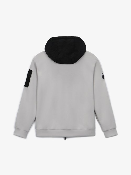 Худи на молнии оверсайз с нейлоновыми патчами (GREY)