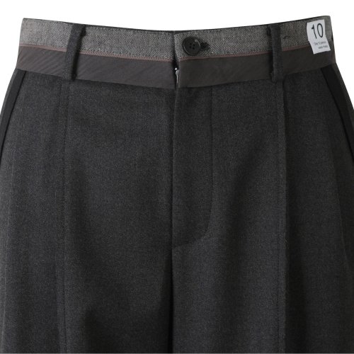 Raw Edged Tape Detail Wool Pants_RKPAW23609GYX