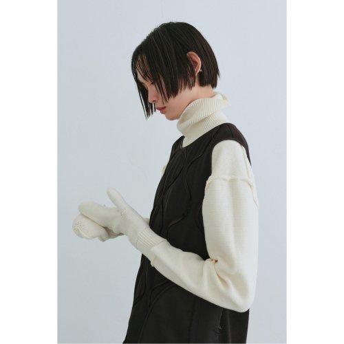 Gloves Mixed Turtle Neck Knit Top_R0WAA23101IVX