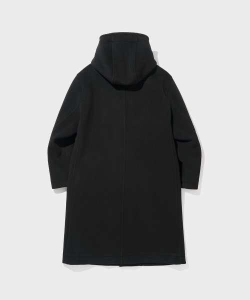 PILE WOOL HOODED COAT (BLACK)