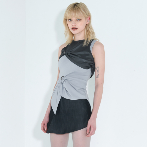 Chain Link Layered Top _ Grey
