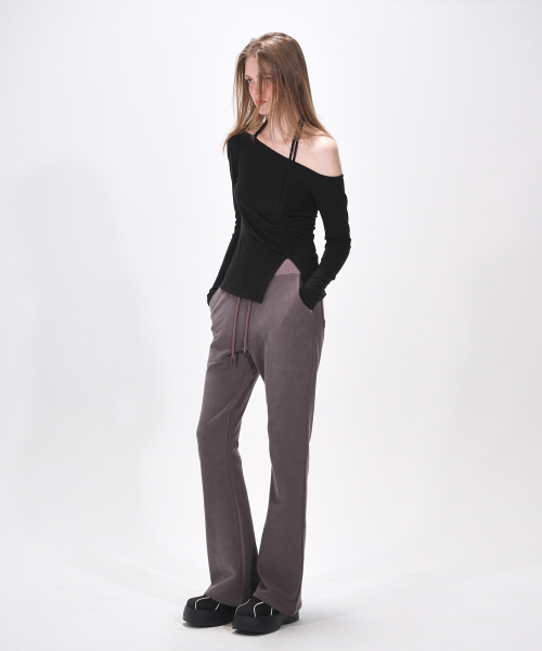 Pigment Boots Cut Sweat Pants, Wine Brown