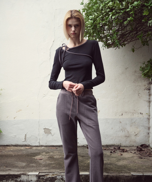 Pigment Boots Cut Sweat Pants, Wine Brown
